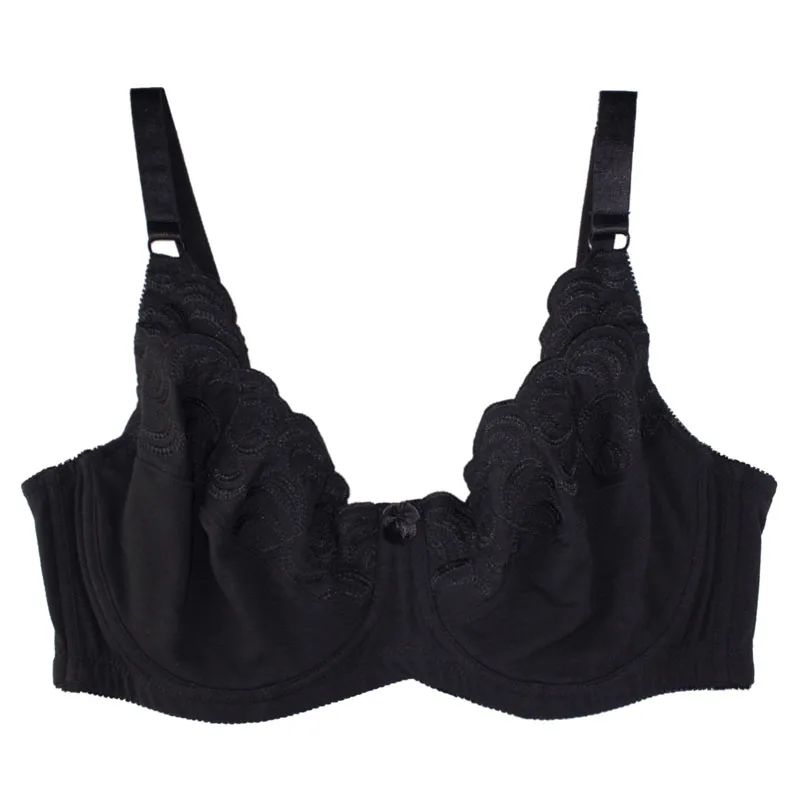 Women's Underwear Full Coverage Bras Plus Size Brassiere Embroidery No-padded  Underwire Bralette  36-46C/D/DD/DDD/E/F/G