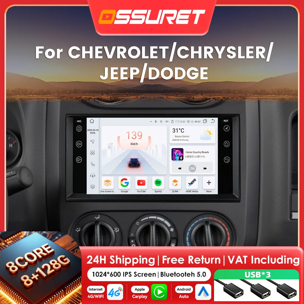 7 "2DIN Carplay Android Auto Auto radio Für Jeep Grand Cherokee Kommandant Wrangler Dodge Patriot Chrysler Journey GPS multimedia
