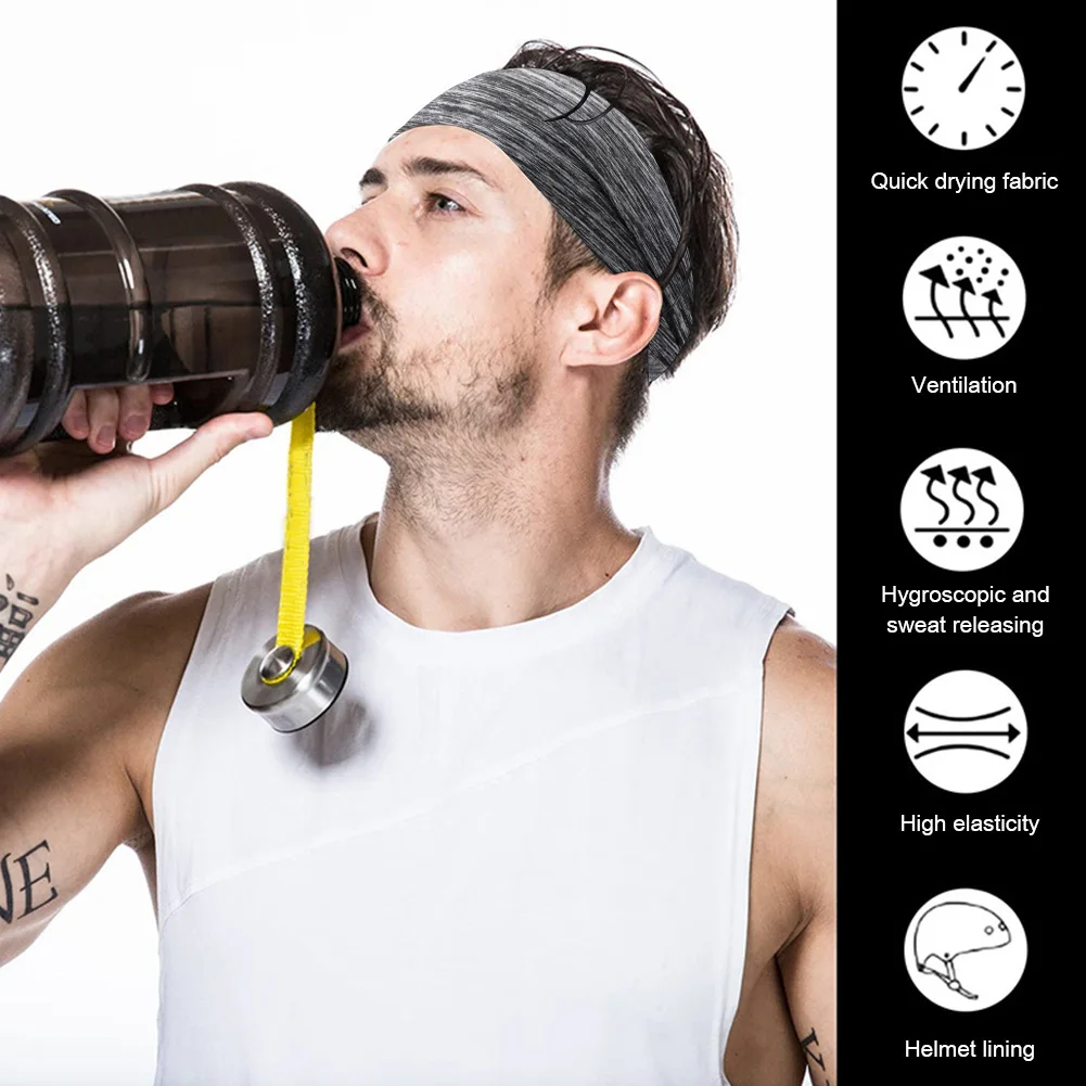 Sports Headbands Unisex Fitness Elastic Turban Sweat Absorption Breathable Quick Drying