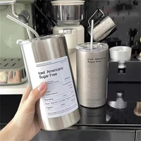 600ml Thermos Cup Portable 304 Stainless Steel Coffee Mug Thermal Leak-proof Water Bottle with Straw Insulated Bottle Drinkware 3