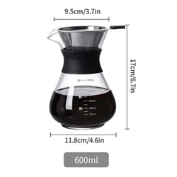 Stainless Steel Filter Pour Over Coffee Brewer with Thermal Insulation (600ml 20oz)