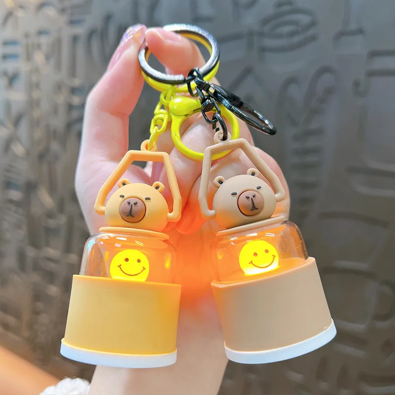 Creative Cute Capybara-kun Night Light Keychain Cartoon Capybara Bag Pendant Couple Gift