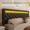 Queen Led Bed Frame with 4 Storage Drawers, with Smart Control RGBW LED Lights Headboard Footboard, Control DIY Color 6