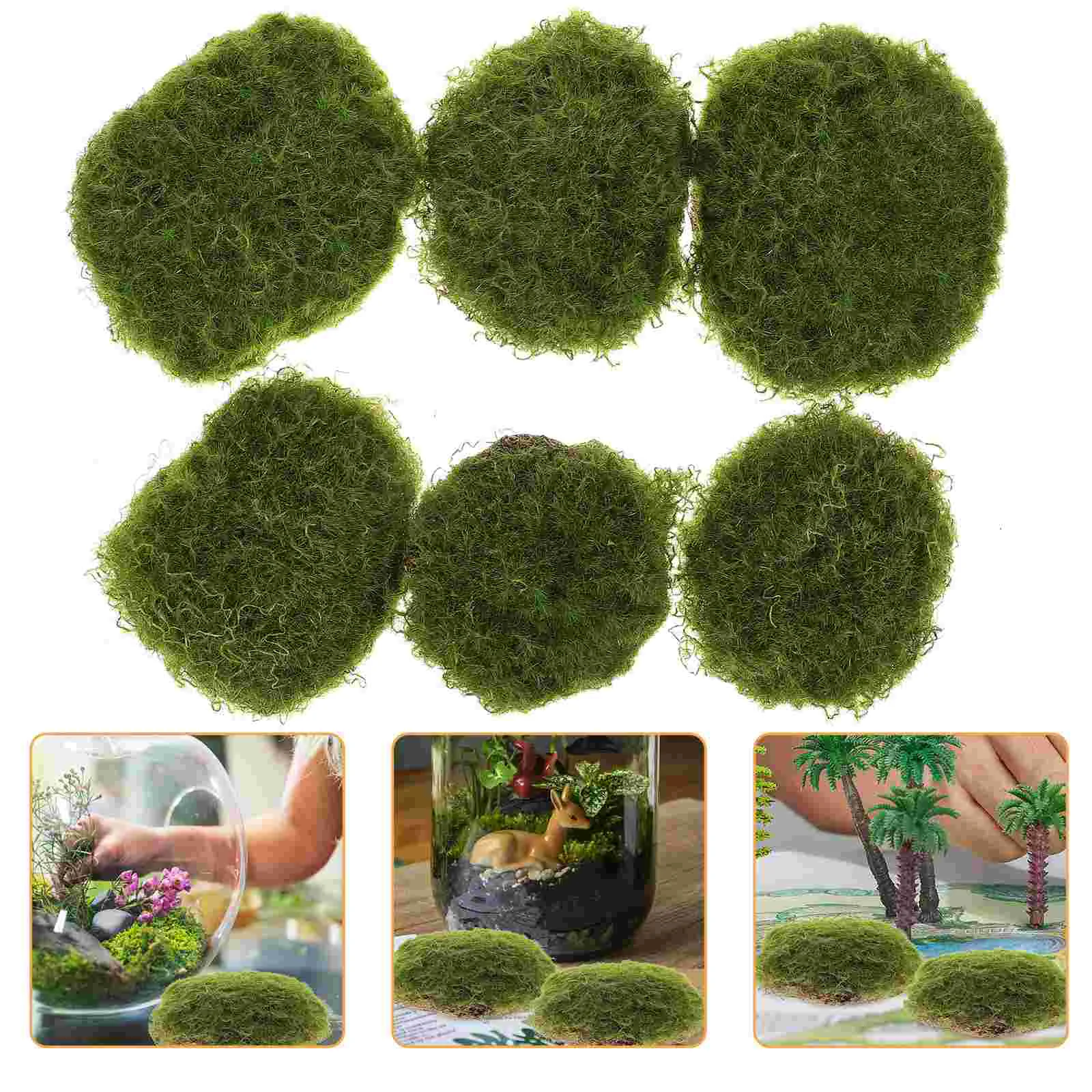 6 Pcs Vasi Da Parete Micro Moss Stone Office Decor Bionic Garden Decoration Imitato Mossy Fai Da Te Bonsai Artificiali