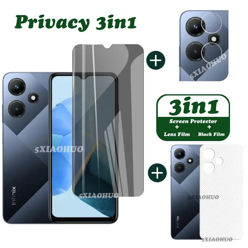 

3in1 Full Cover Anti-Spy Screen Protector For infinix Hot 30i Privacy Glass For infinix Smart 7 Tempered Glass Lens Film
