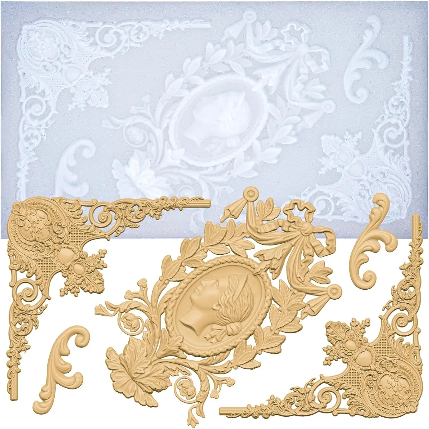 

Mirosie Epoxy Resin Molds Baroque European Style Retro Embossed Mold Fondant Cake Decoration Plaster Silicone Mold Cake Tools