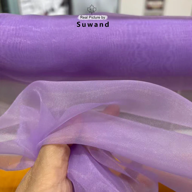Elegant Purple Matte Organza Bridal Fabric – 150cm Wide Sheer Material for Gowns and Wedding Decor