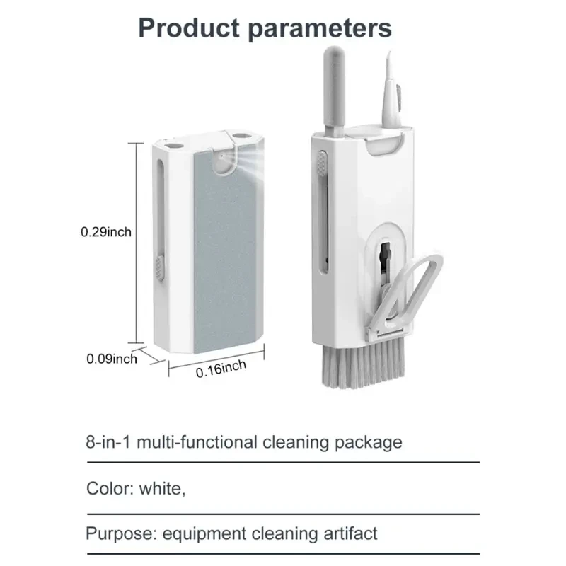 8 In1 Cleaning Kit Computer Keyboard Cleaner Brush Earphones Cleaning Pen For Headset LPAD Phone Cleaning Tools Keycap Puller 5