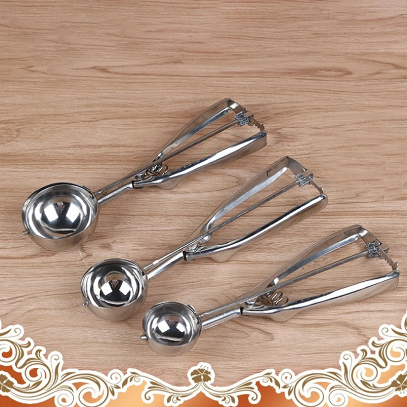 1pcs Ice Cream Scoops Metal Stainless Steel Make Kitchen Tools 4/5/6 CM 3 Size For Choose Potato Watermelon Spoon