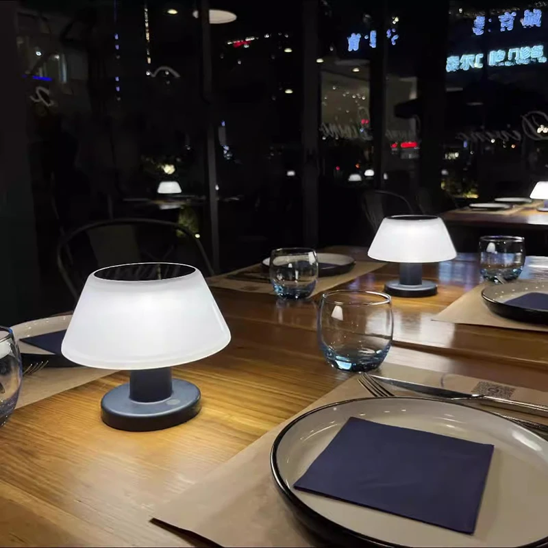 Solar Panel Led Solar Table Lamp with Usb Rechargeable Outdoor Indoor Desk Bar Decor 4 Brightness Dimmable Solar Desk Lamp