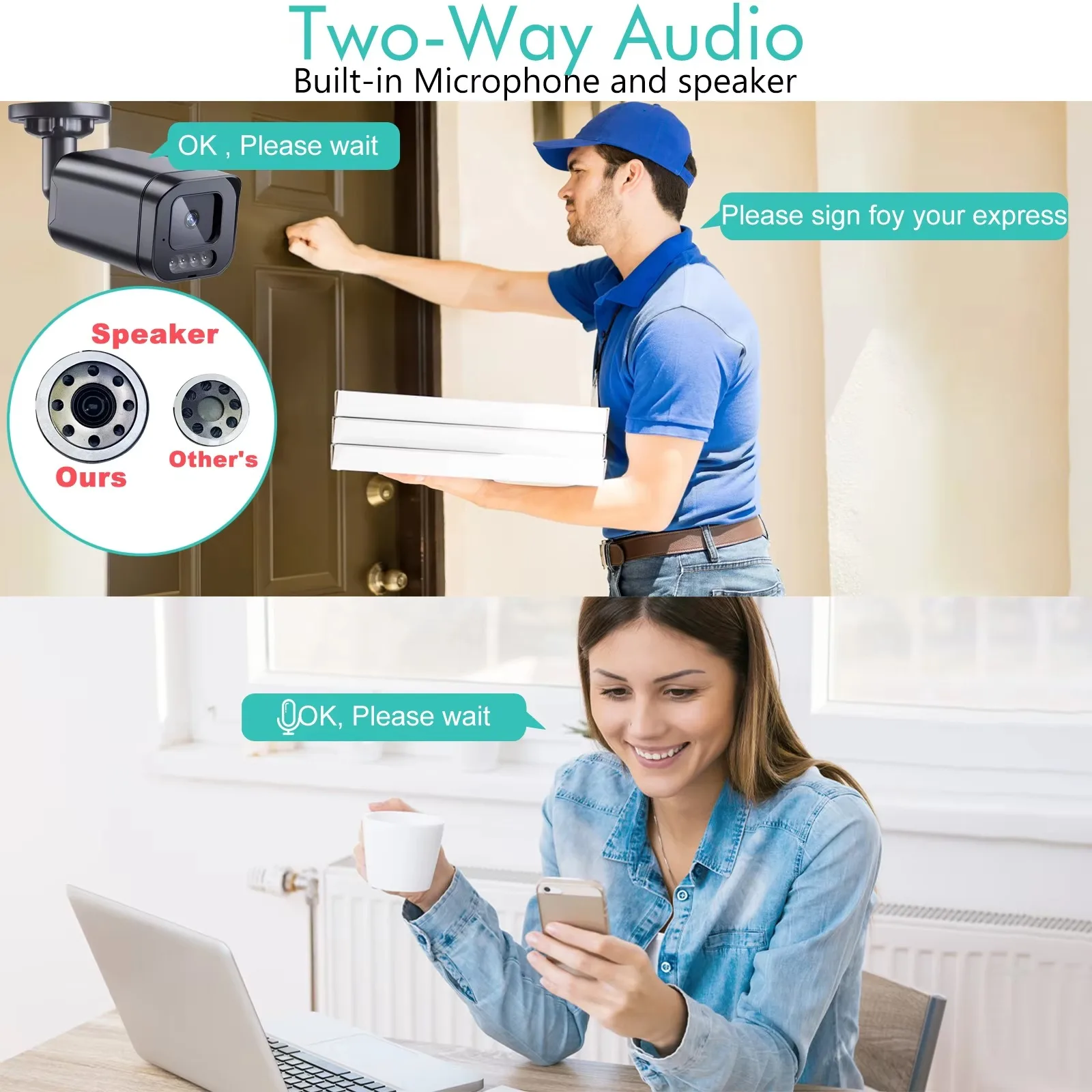 Gadinan WiFi Camera Outdoor Motion Detection 5MP Wireless Video Surveillance Camera Two Way Audio Color Night Vision iCSEE 5