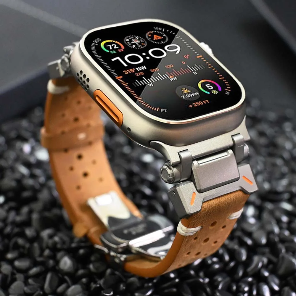 

Ремешок из натуральной кожи для Apple Watch, роскошный браслет для iWatch Series 7 8 6 5 Se 9 Ultra Correa, 49 мм 45 мм 44 мм 42 мм
