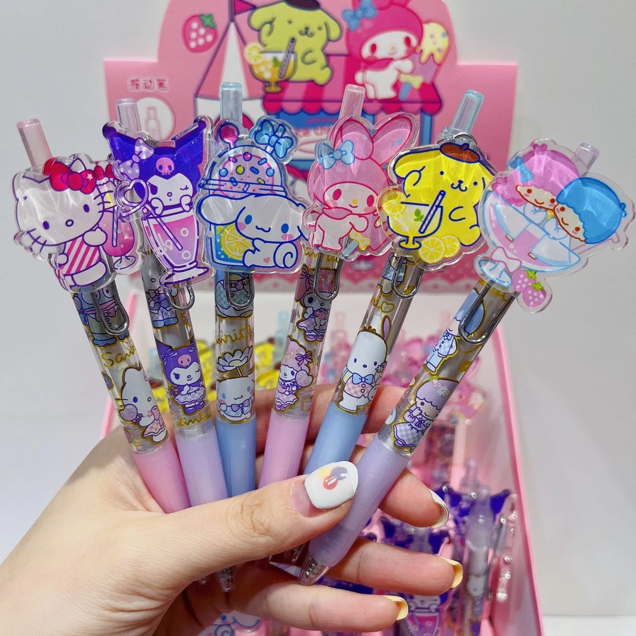 

6-54 шт. 0,5 мм Sanrio, милая мультяшная нейтральная ручка с прессом, водная ручка для студентов, искусственная кожа, оптовая продажа