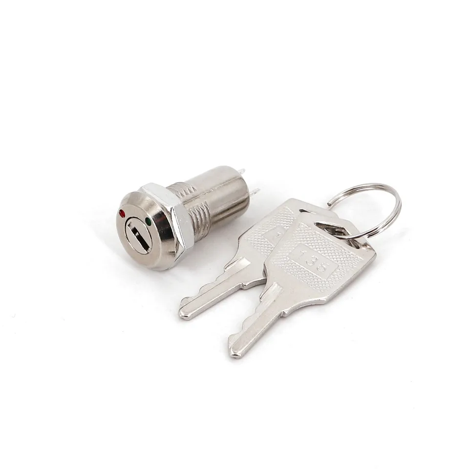 POWTAXBJGD 12mm 亜鉛合金電子キースイッチ オンオフロックスイッチ 電話ロック セキュリティ電源スイッチターミナル+2 ロッカースイッチ  ON-OFF-ON 12V 16A インジケーター ライト付き 712601 | キサカダイレクト 本店