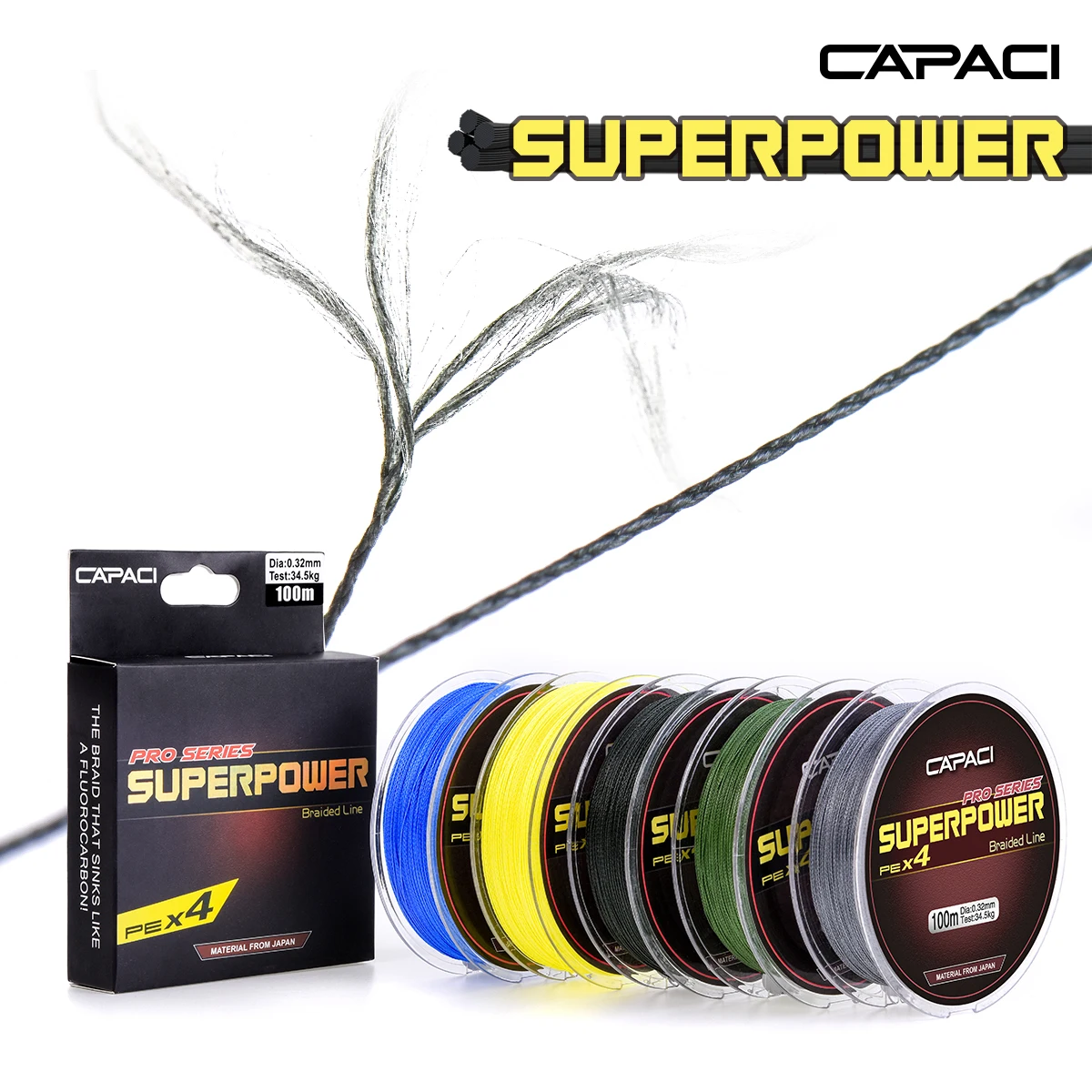 100M Superpower Braided Fishing Line 4 Strands Stronger Multifilament
