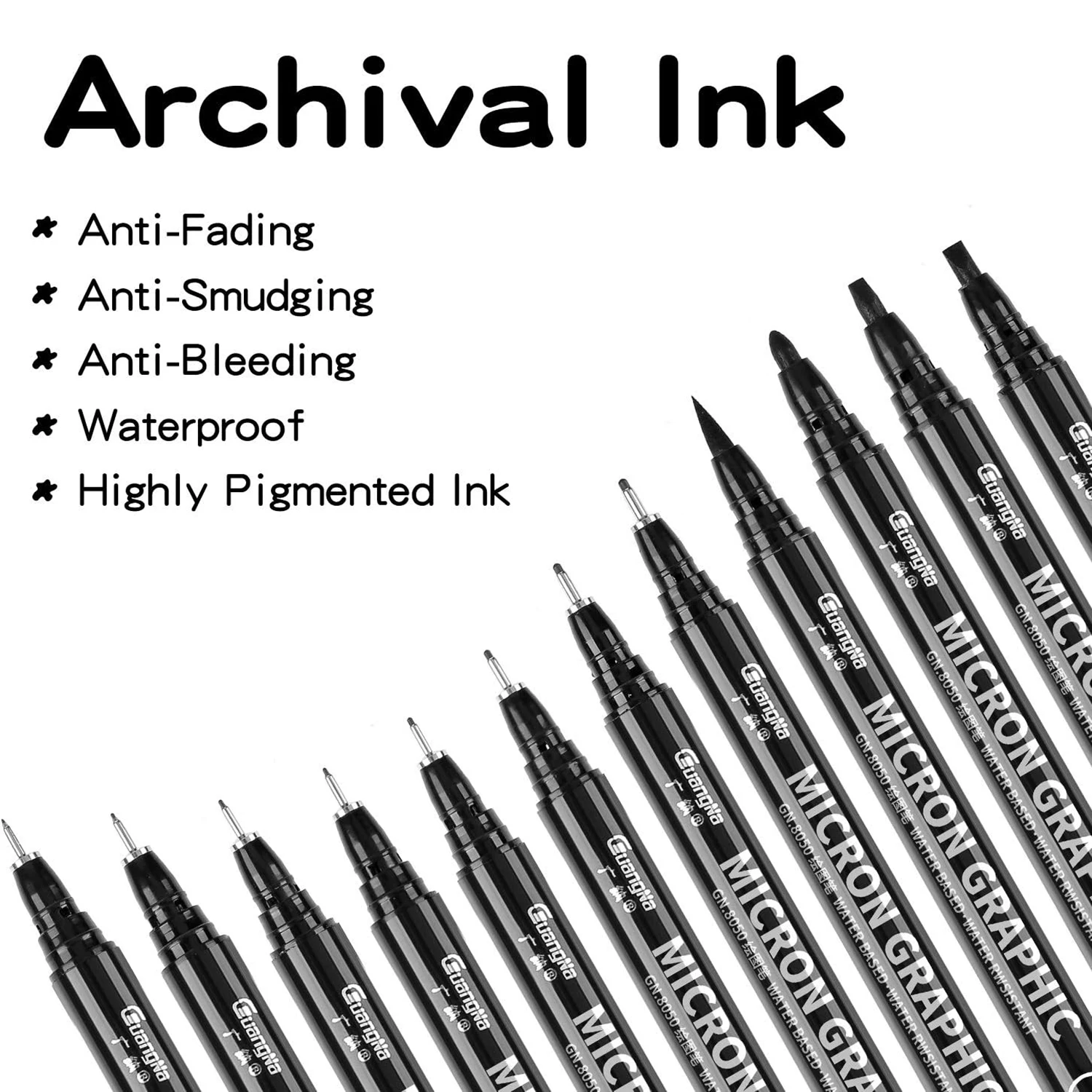 12 Colored 03 Fine Tip Color Inking Pens For Drawing Archival