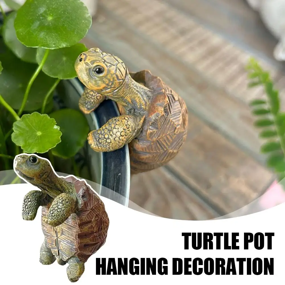 Tortoise Figure Plant Pot Hanger, Resin Hanging Turtle Statue Plant Decorations Cute Turtle Statue Figurines Planter Pot Hangers 4
