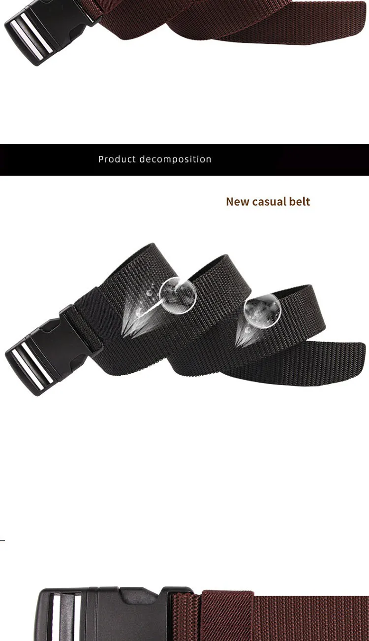 Belt For Men Tactical Nylon Outdoor Multi Functional Canvas Plastic Buckle Waistband High Quality Trouser Men Belt Brown DT043