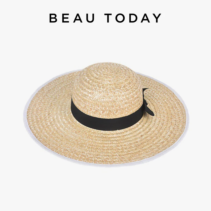 

BEAUTODAY Straw Hats Women Bow Design Solid Color Summer Beach Hats High Quality Ladies Accessories Handmade H68