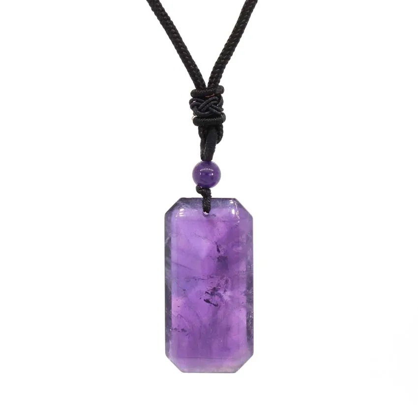 Natural Stone Square Slice Pendant Necklace - Bizonmark