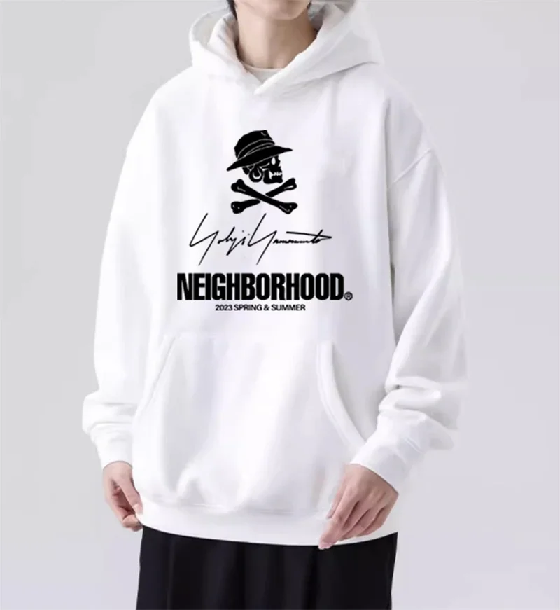 

Yohji Yamamoto X Neighborhood Co-branded Men's Hoodies Japanese Autumn Skull Head Letter Print Casual Cotton Pullover Sweatshirt