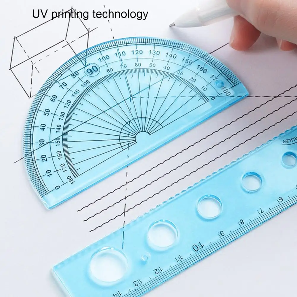 1 Set Student Ruler Set Math Geometry Tool Set Flexible Precision Scale Plastic Centimeters Geometry Ruler Set Offic