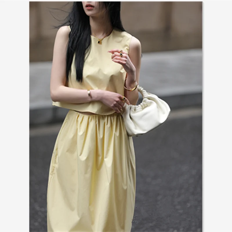 Summer New Solid Color Skirt Suit For Women Elegant Office Lady