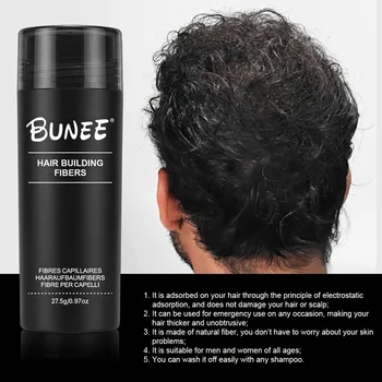 BUNEE Hair Fiber 27.5g: Men's Natural Hair-Thickening Fibers for Balding Areas, Fills Part Lines, Includes 27.5g Fiber Powder. 5