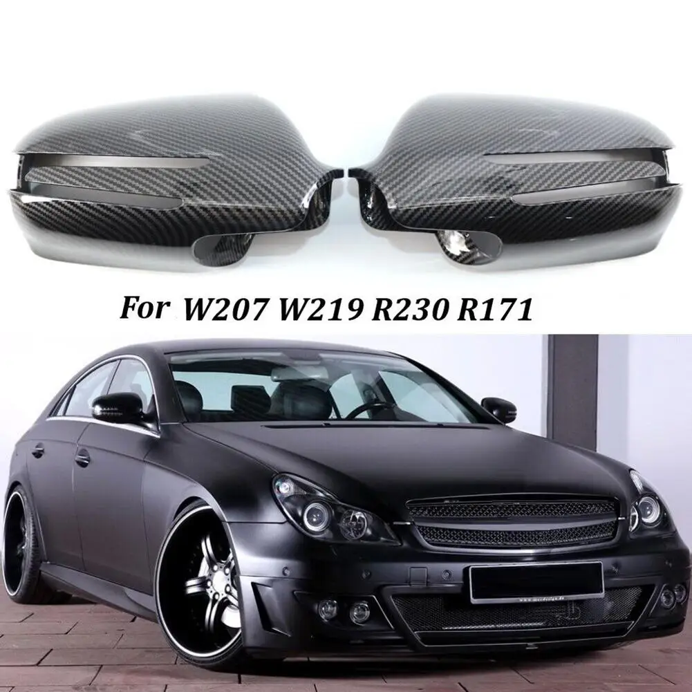 

1 Pair Car Rear View Mirror Cover Caps Carbon Fiber Pattern Mirror Class Case Housing Covers for Mercedes Benz 219 2006-2013