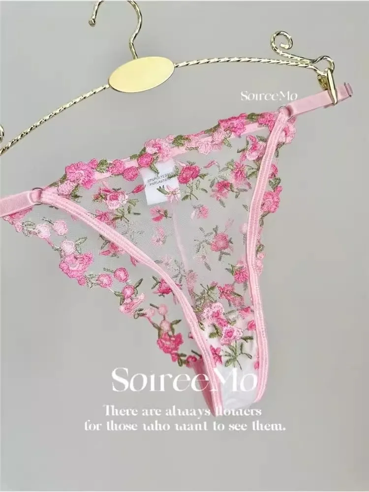 European Maid Elegance Underwear, Floral Lace See-Through Set 32-38AABB, Romantic French Style Sensual Lingerie for Women MOYISU