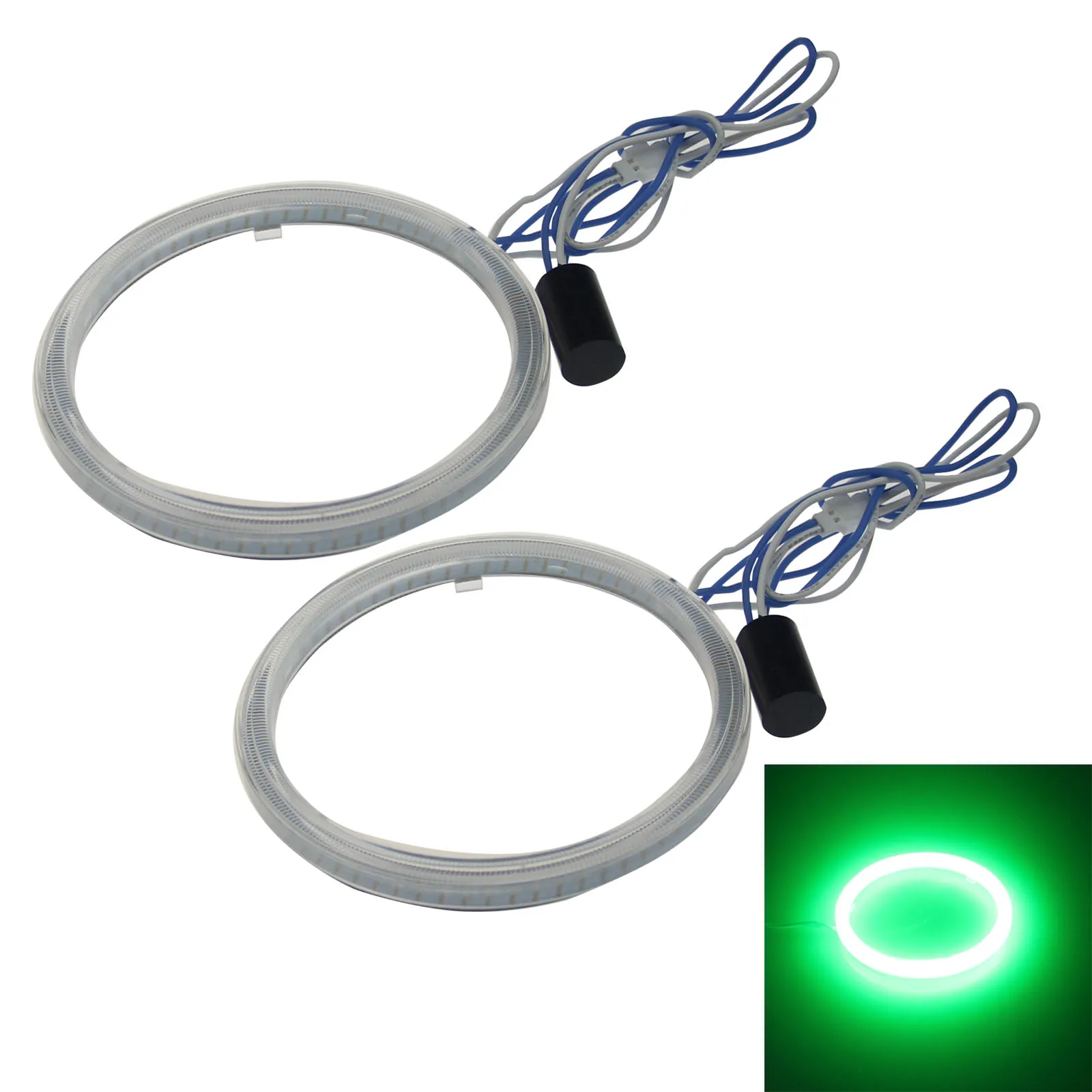 

2x зеленые автомобильные кольца с ангельским глазом, Blub Daytiem, рабочий свет, 100 мм, 1 излучатель, монолитный блок искусственных знаков Z20765