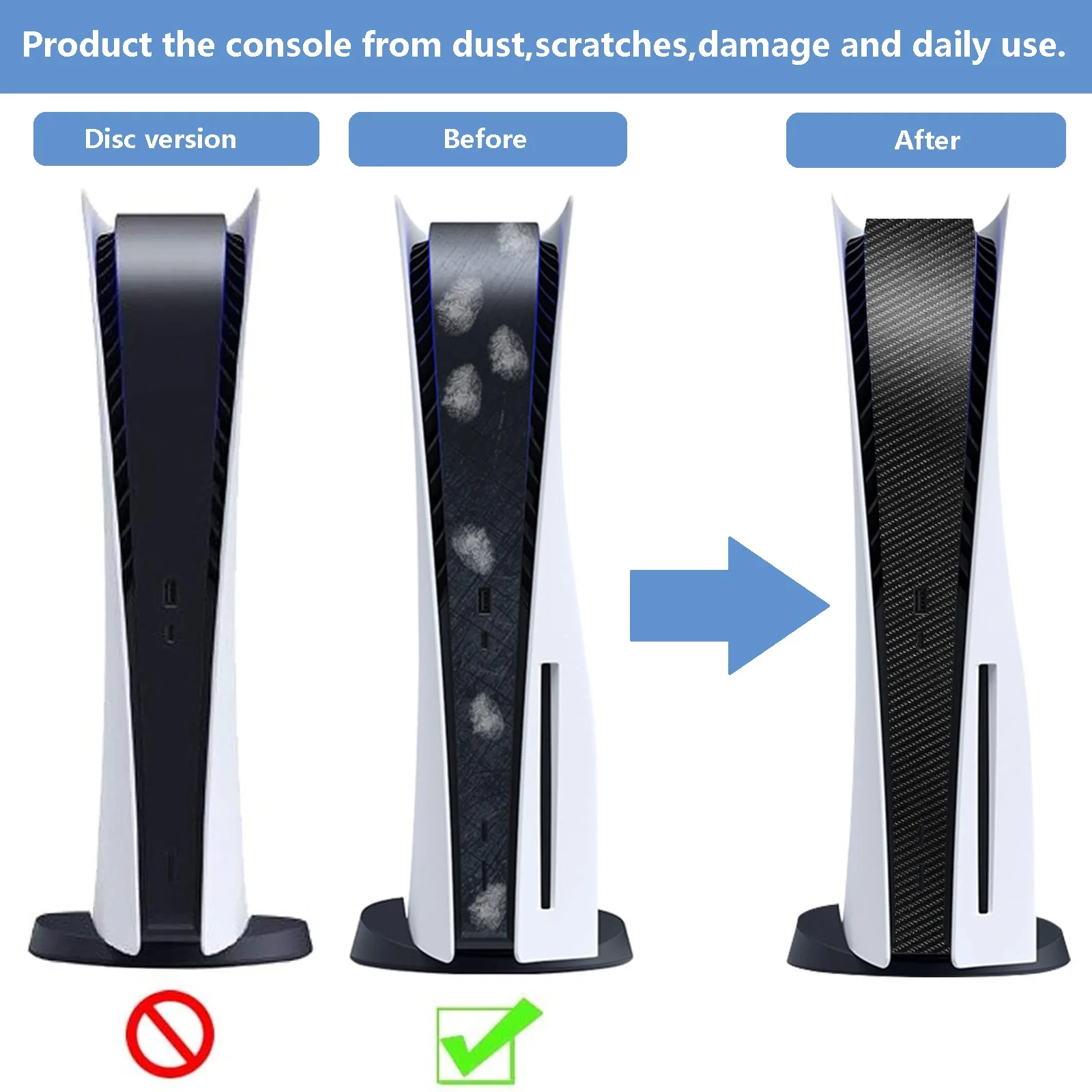 Carbon Fiber Skin Sticker Decal Cover for PS5 Disk Edition PlayStation5 Console Disc Center Protective Game Accessories