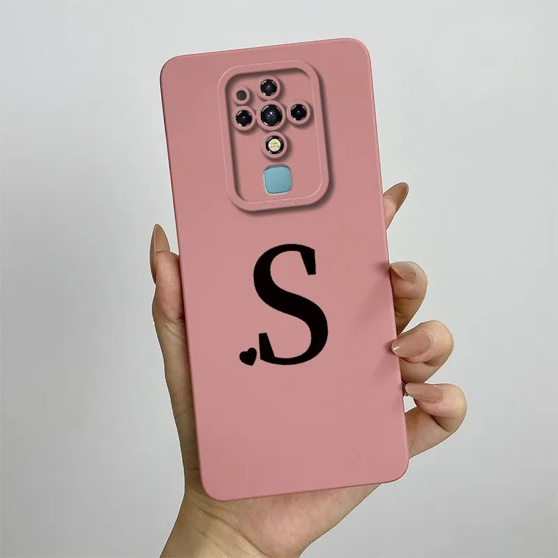 Stylish ShockProof Silicone Back Cover with Cute Letter Design for Tecno Camon 16 Series
