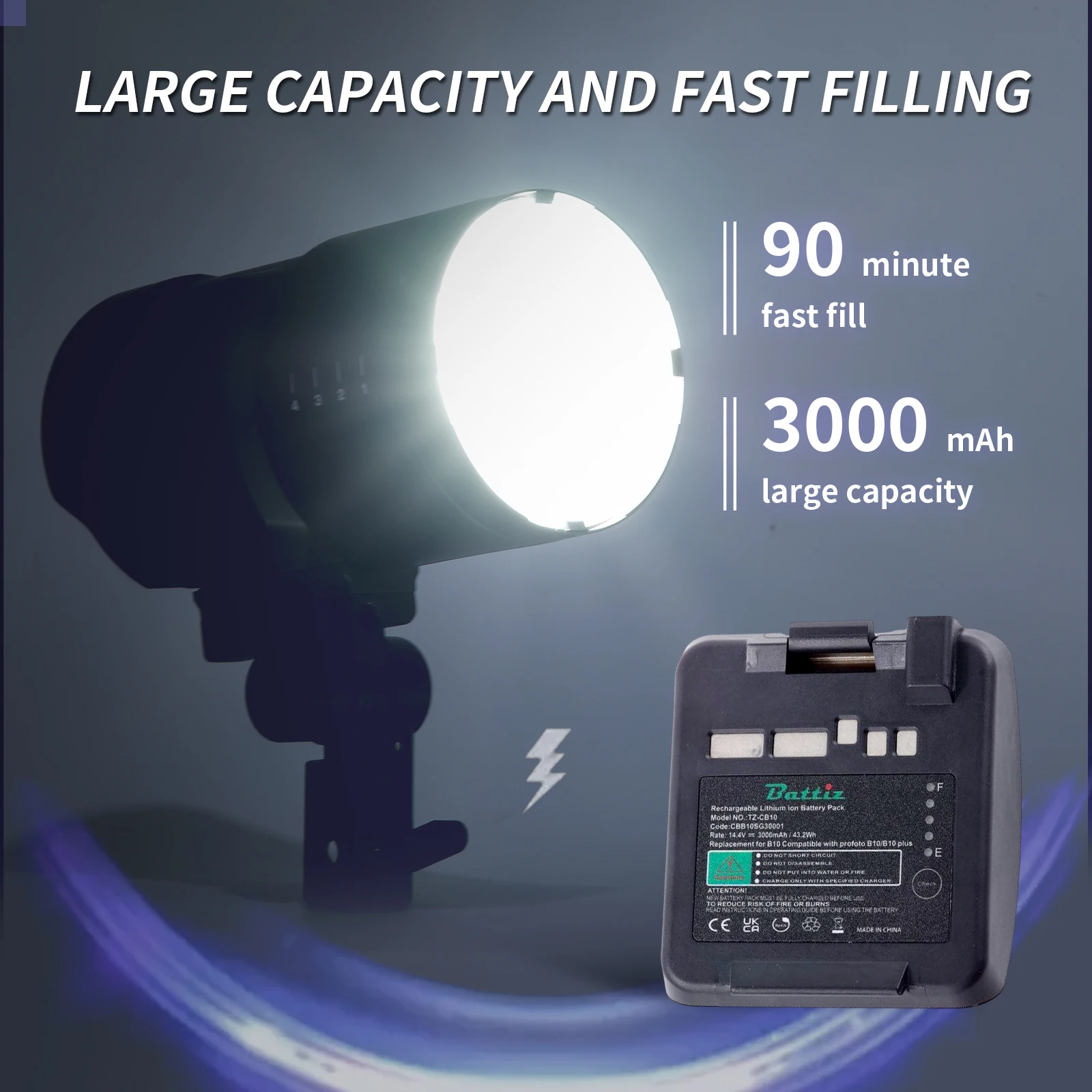 Li-ion Rechargeable Battery For Profoto B10 B10X Plus Series Full Decoding Large Capacity 14.4V 3000mAh