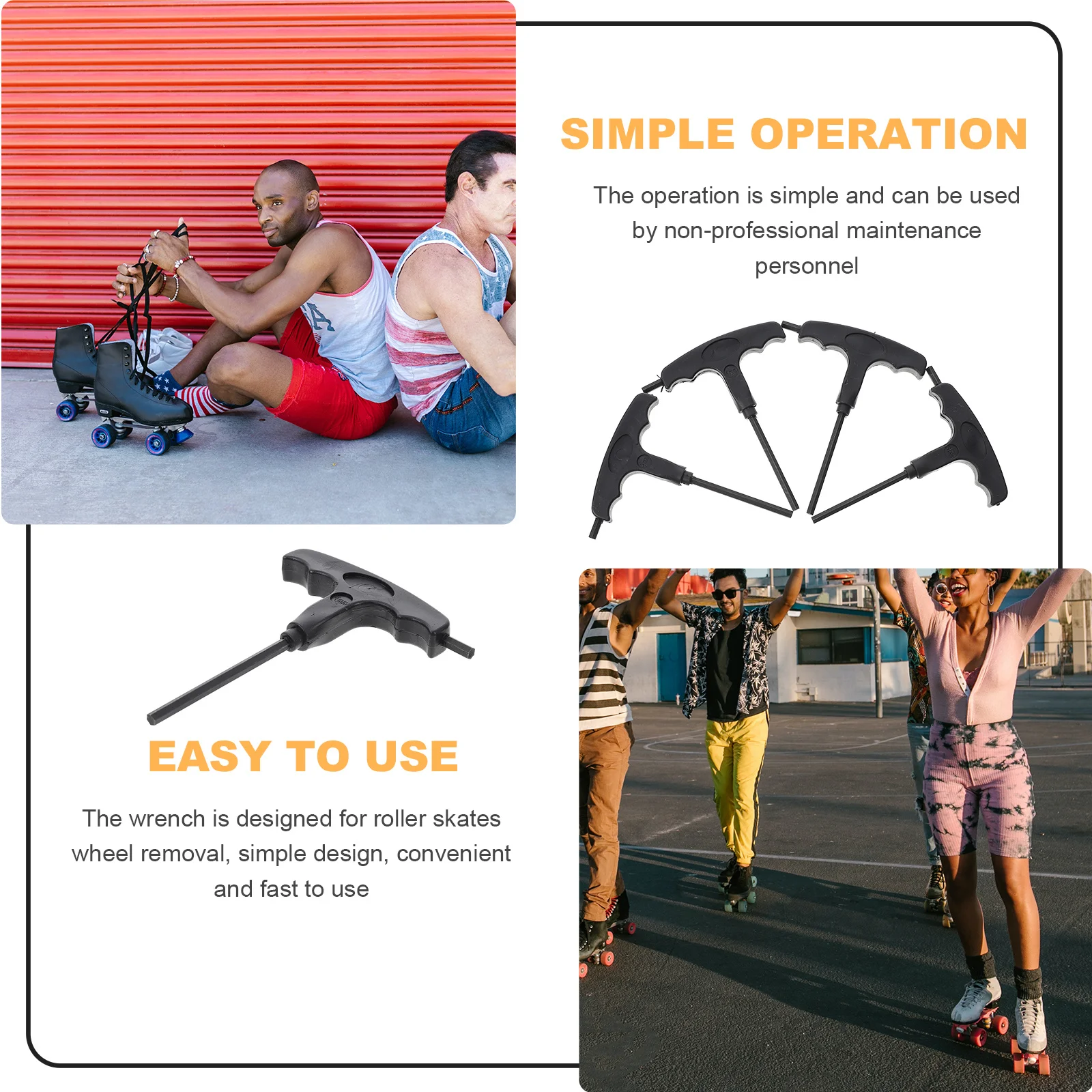 4Pcs 스케이트 휠 리무버 롤러 스케이트 용 T 형 렌치 아이스 스케이트 신발 볼트 드라이버 소형 경량 오래 지속되는