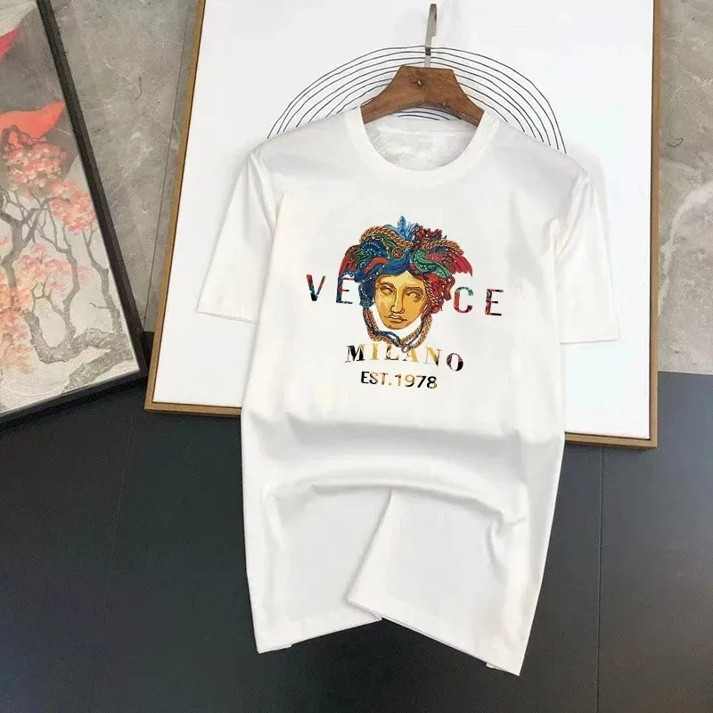 Men's Pattern Printed Cotton Short Sleeved Men's Street Luxury T-shirt Loose Oversized T-shirt Breathable Soft Top Free Delivery