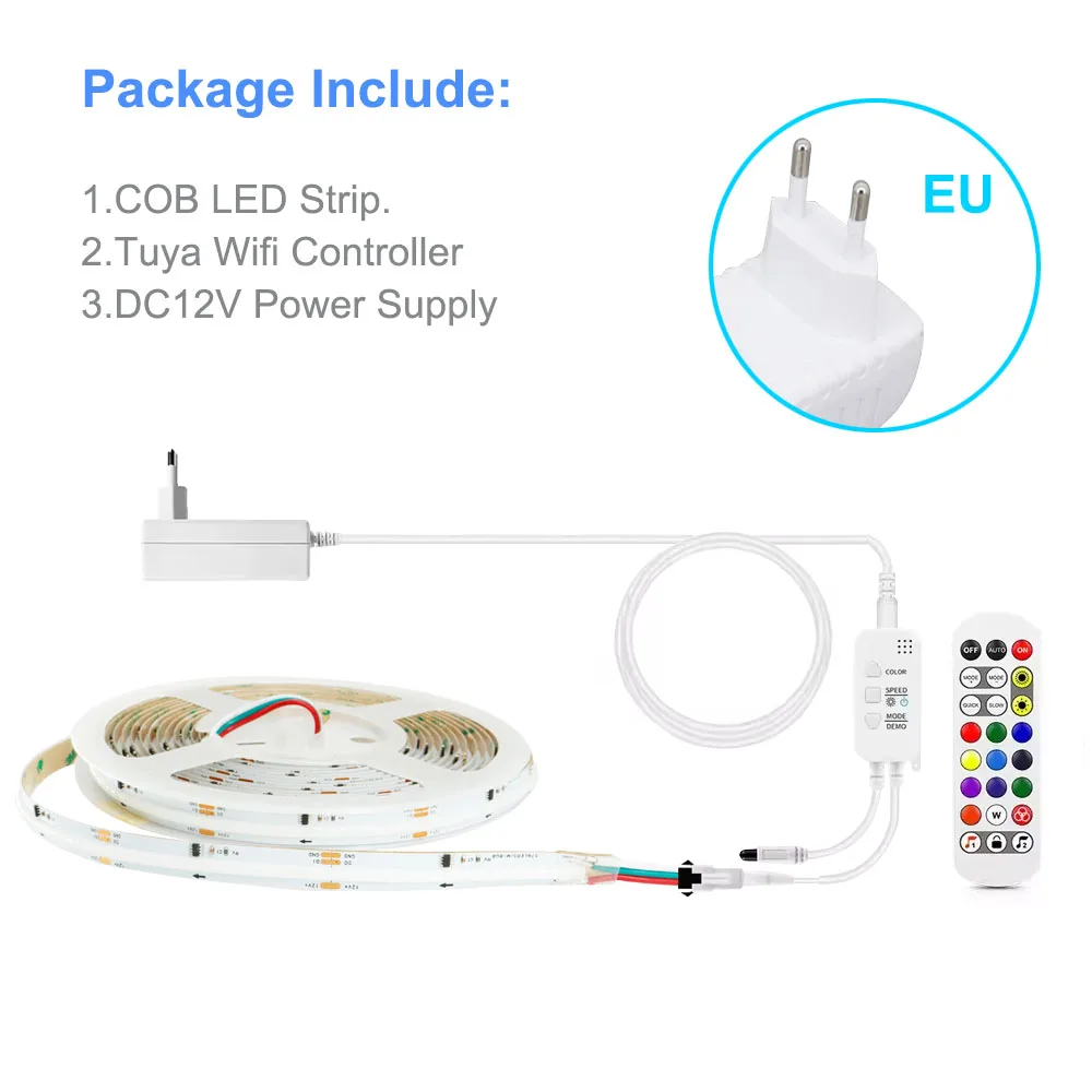 ตัวเลือกสินค้า WS2811 RGBIC COB ไฟ LED Strip Dream สีแอดเดรสสมาร์ท LED เทปยืดหยุ่น Tuya WIFI APP ควบคุม DC12V สําหรับ Alexa Google