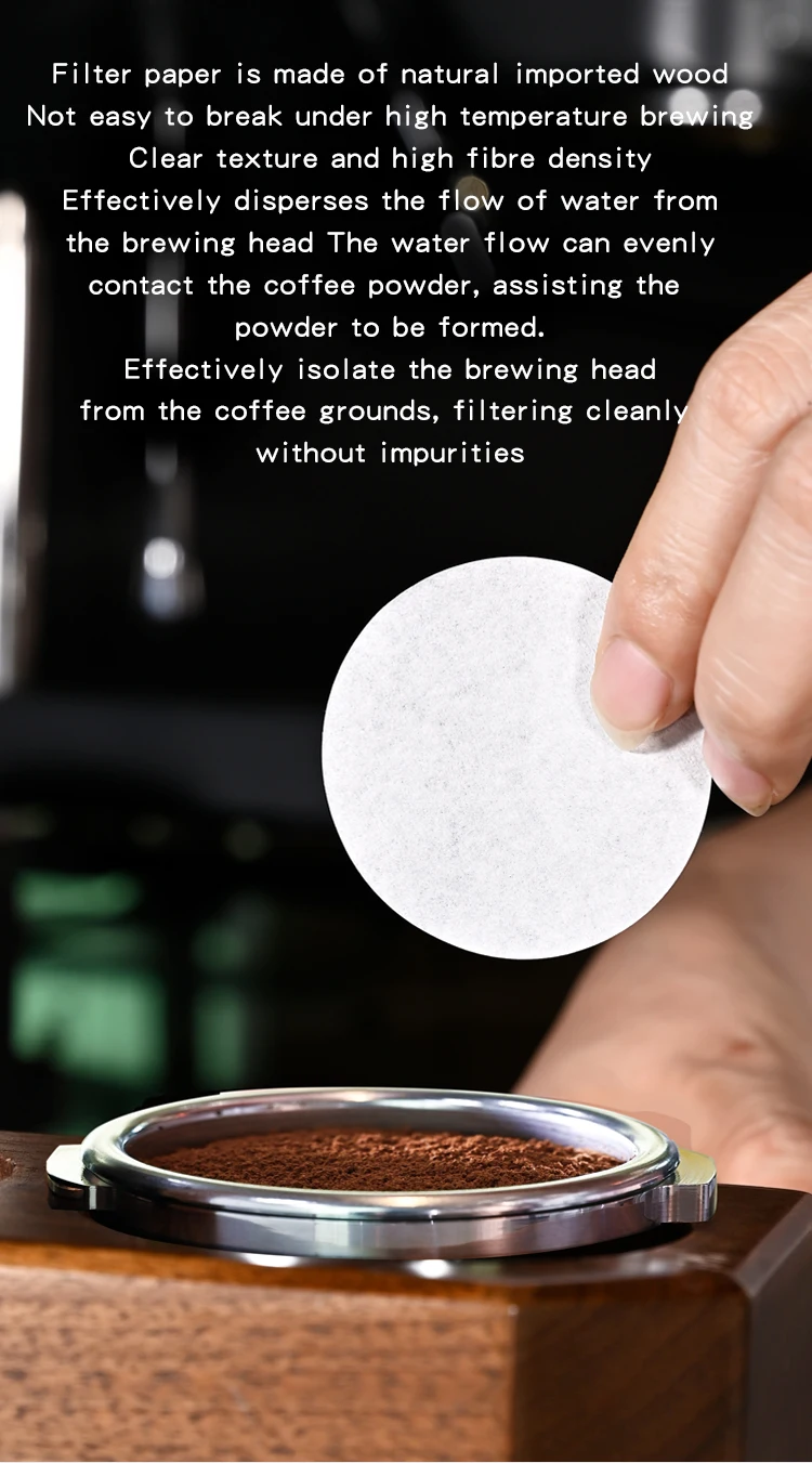 KACACAO Kaffeefilter-Papier Espresso-Papierfilter 51 53 58mm 100 Stück Puck-Sieb für Delonghi Breville Siebträgermaschinen – Detail 6