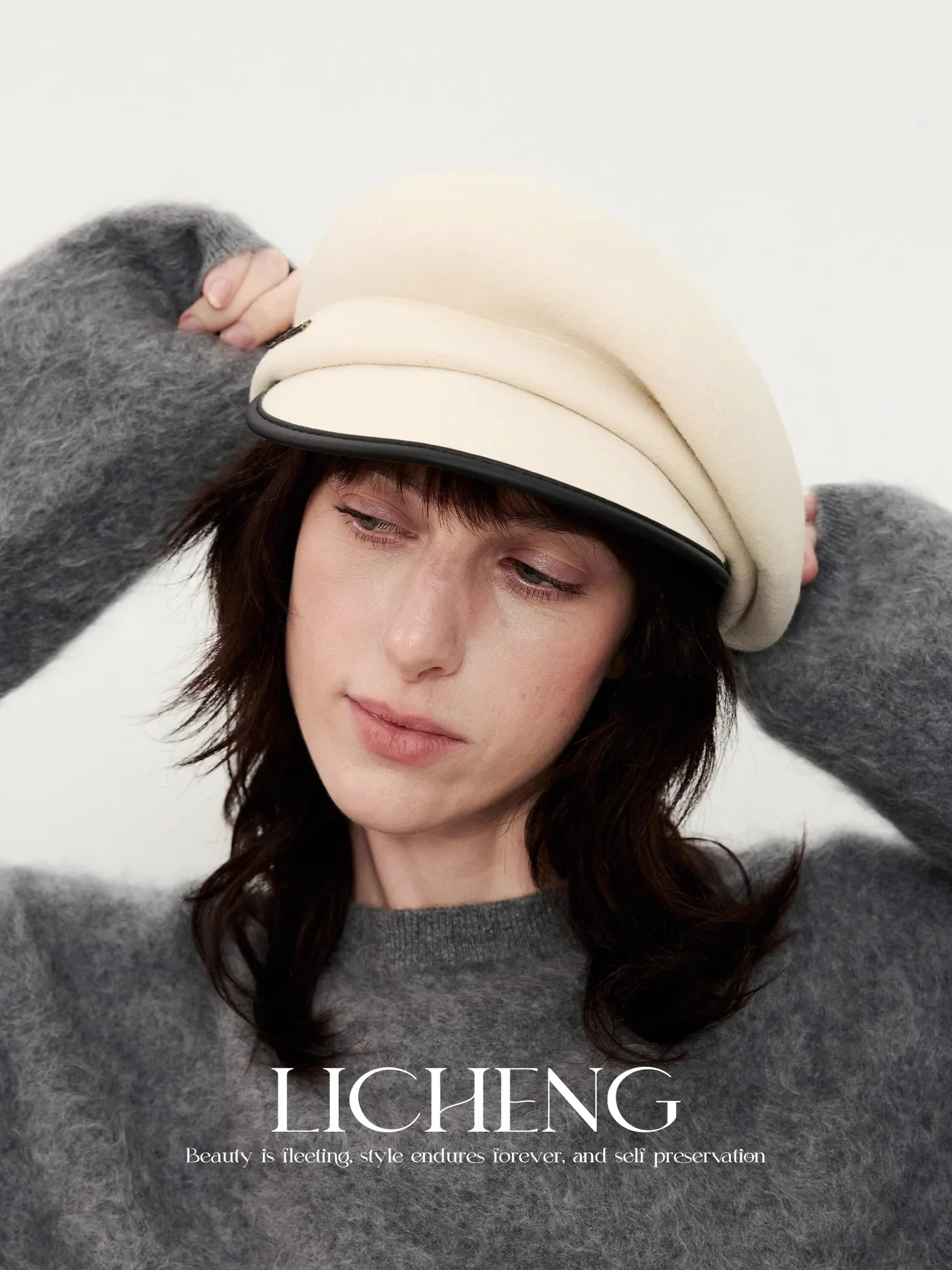 Wool Japan Curved Eaves Beret Women Autumn Winter Felt Fedora Black Painter Hat Warm Octagonal Hats Classics Walking Cap
