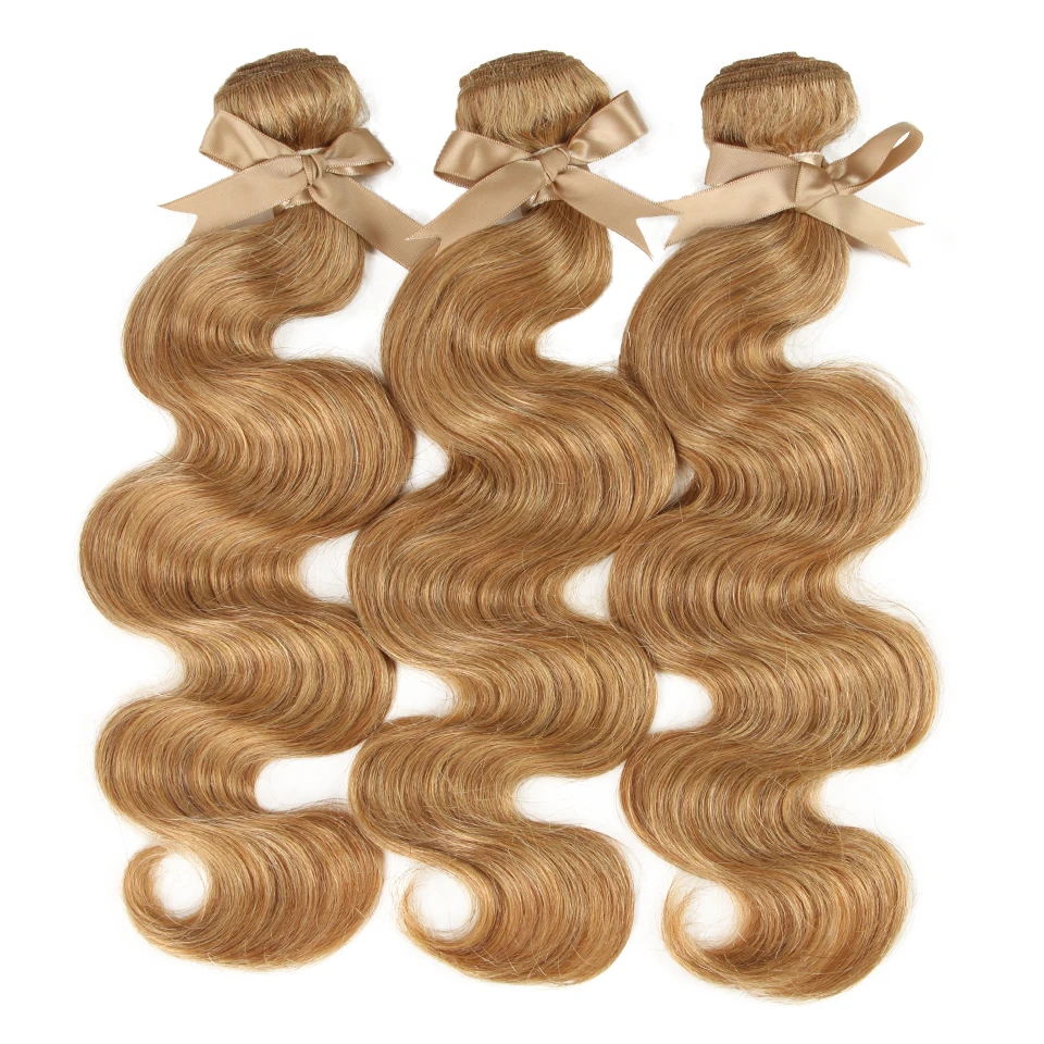 Human Hair Bundles For Women 28 Inch Brown Remy Brazilian Hair Extensions Single Bundles Body Wave Blonde