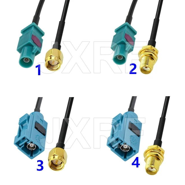 Cavi Adattatore Antenna Fakra Z A DIN - Kit 2 Cavi + Adattatore, 15 Cm, Per Auto DAB/FM