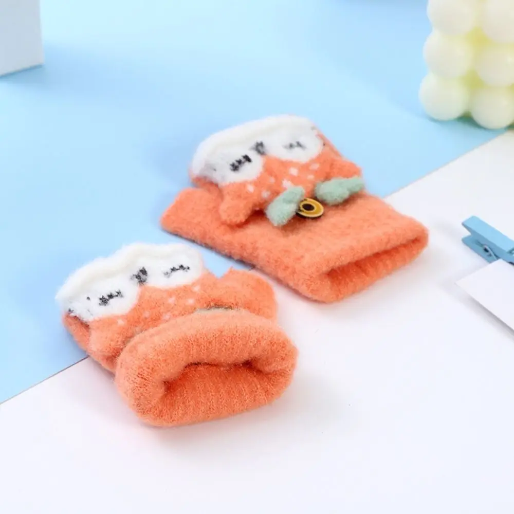 Knitted Fingerless Gloves Thick Mittens for Kids