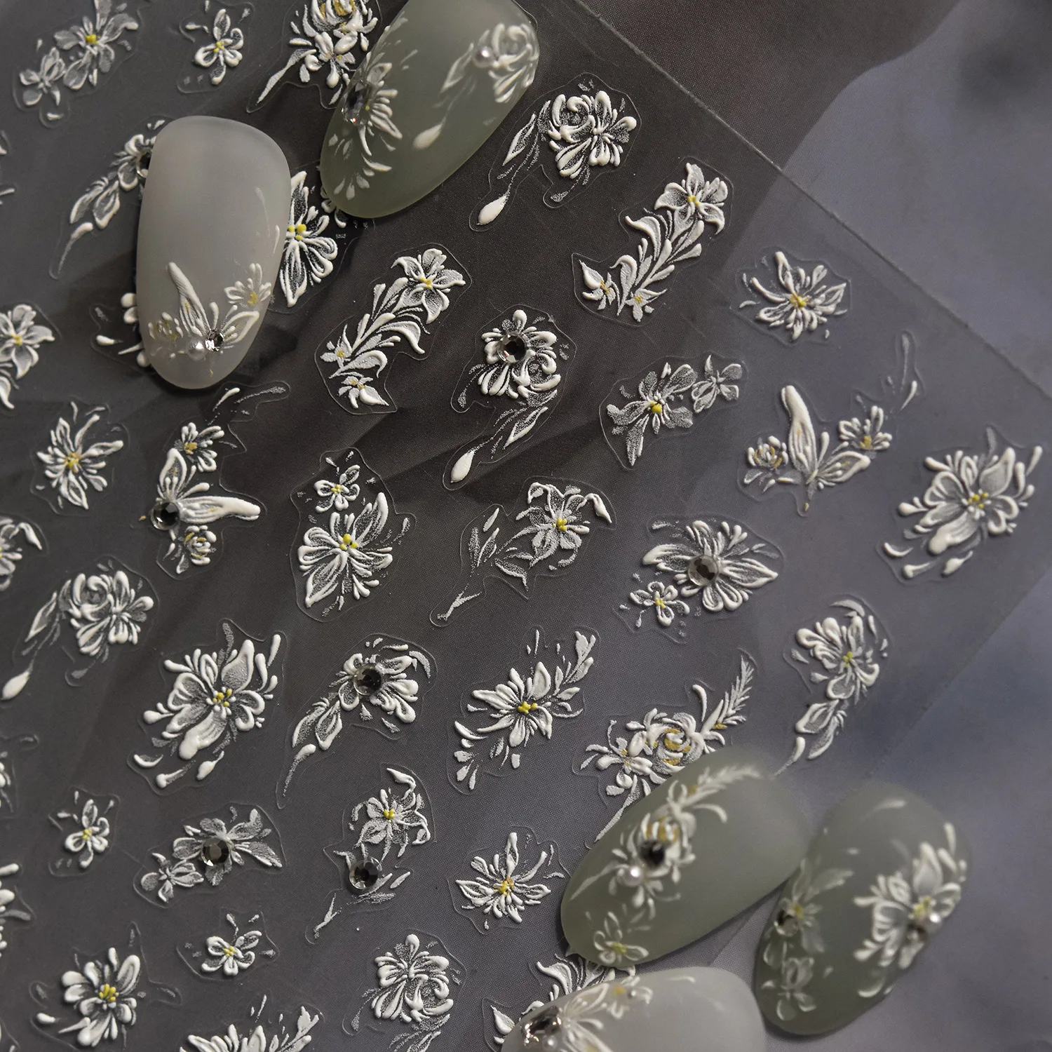 Petal Numerous Flowers Luxuriant Plant Garden Yellow Stamen Charming 5D Soft Relief Adhesive Nail Art Sticker 3D Manicure Decals,nail stickers,nail art tools,nail art decoration,nail decals