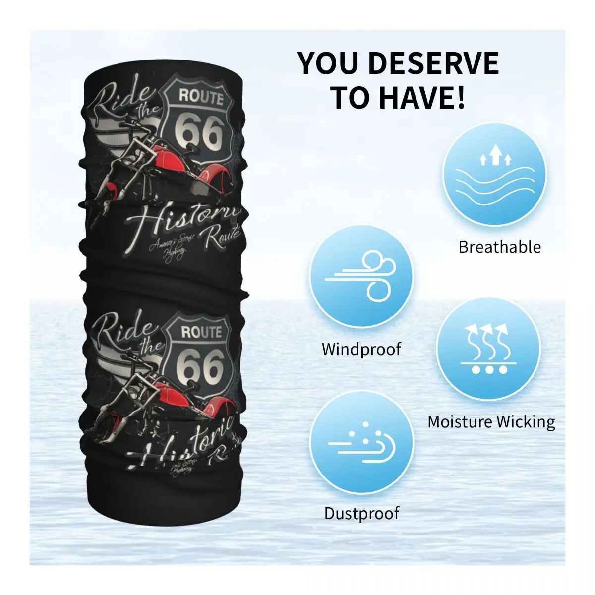 Travel Motorcycle Ride Route 66 Bandana Winter Neck Warmer Windproof Wrap Face Scarf for Hiking Highways Gaiter Headband bandana scarf hiking scarves hiking scarf bandana neck warmer
