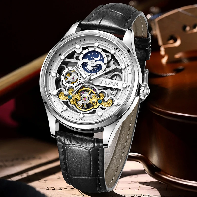 LIGE New Hollow Mechanical Watch For Men Fashion Business Sports Luminous Automatic Watch Men Luxury Waterproof Men's Watches