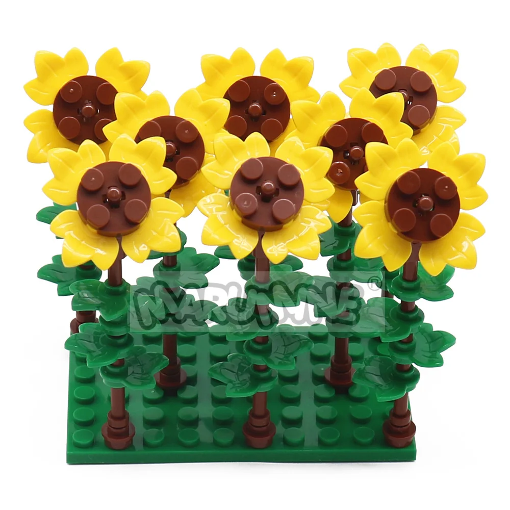MARUMINE 105PCS 해바라기 빌딩 블록 세트 MOC 크리 에이 티브 가든 농장 장면 벽돌 건설 모델 키트 액세서리 3260 3036