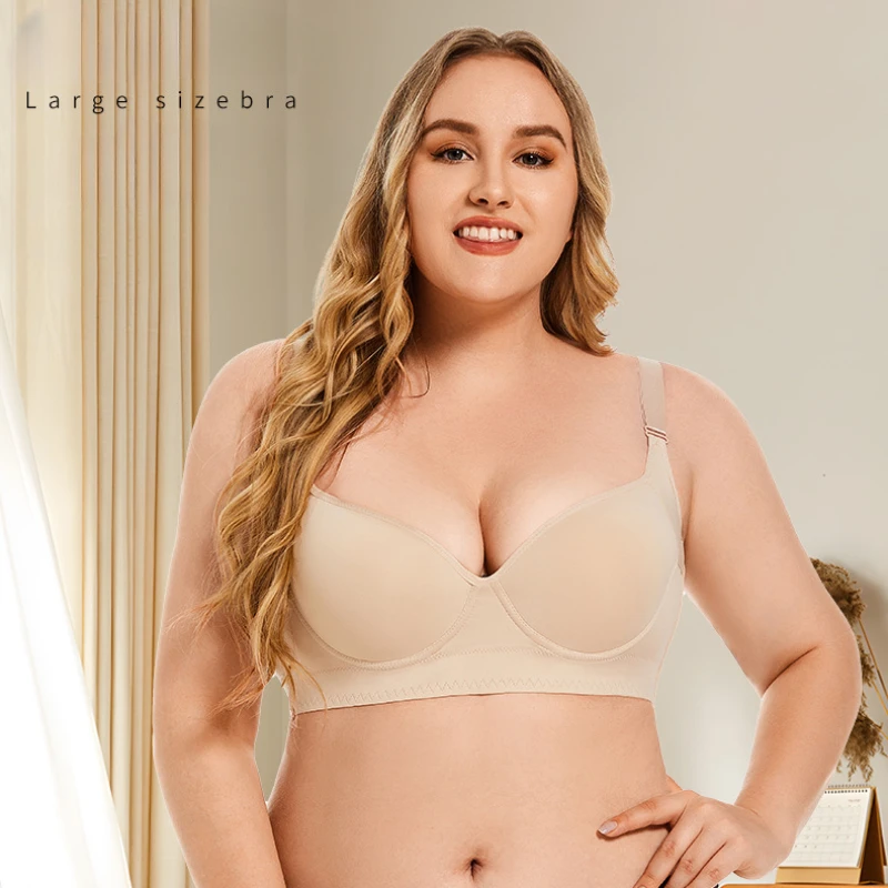 Women Sexy Bras Seamless Large Size Underwear No Steel Ring Push Up deep V Female Lingeries Adjustable Steel Ring Bra Vest