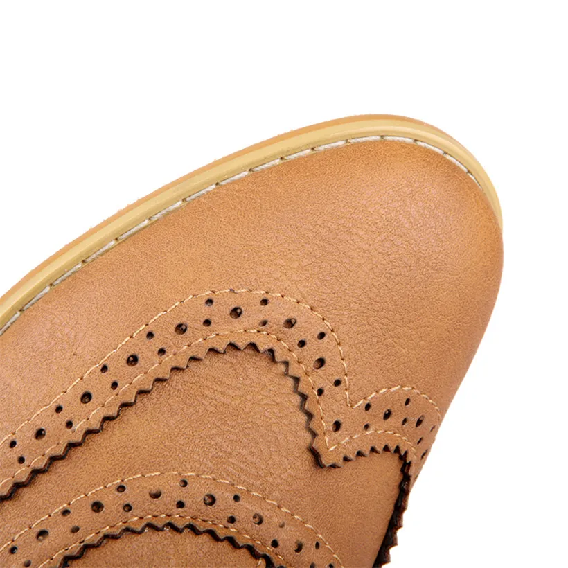Vintage Flats Women Oxfords Black Beige PU Round Toe Low Square Heel Brogues Casual Office Party Lace Up Ladies Dress Shoes women oxford shoes,leather mary jane shoes