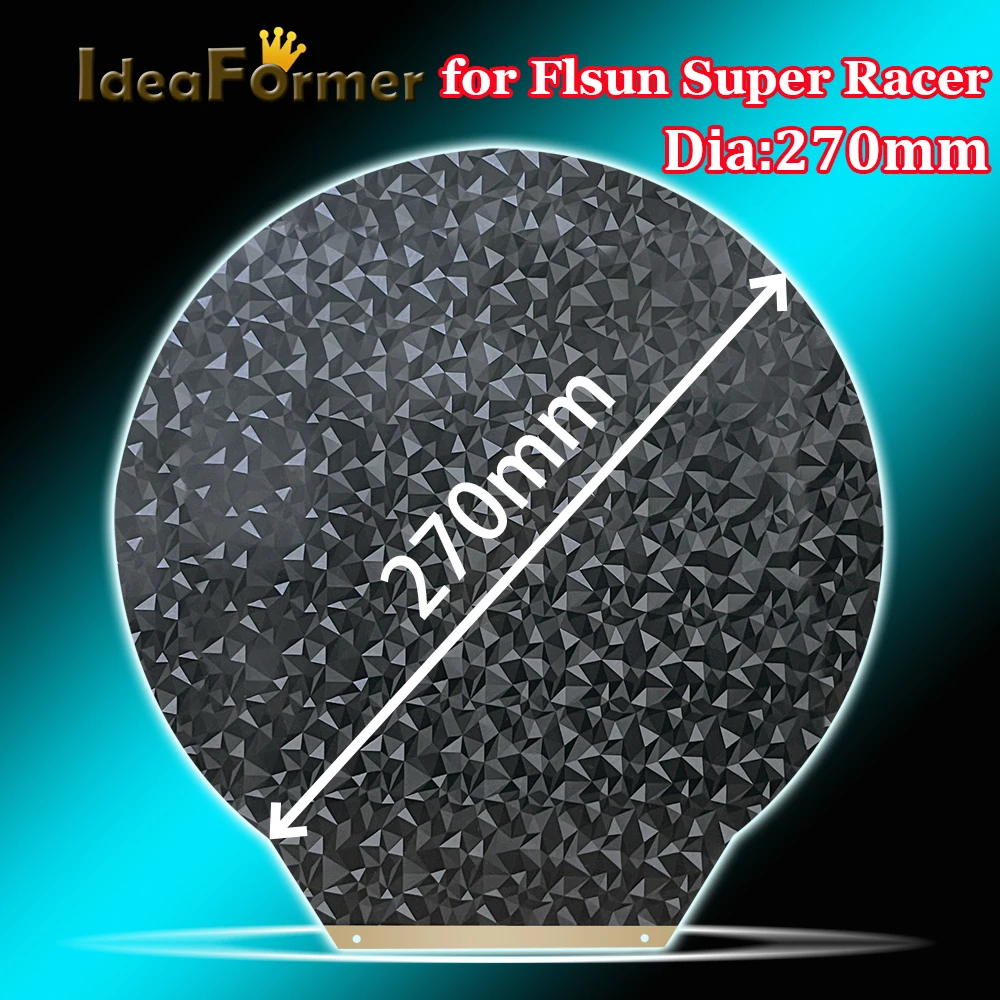 Per Flsun Super Racer Build Plate Round Dia 270Mm Strutturato Pei / New Smooth Peo Magnetic Spring Steel Flex Bed Foglio Peo Pei