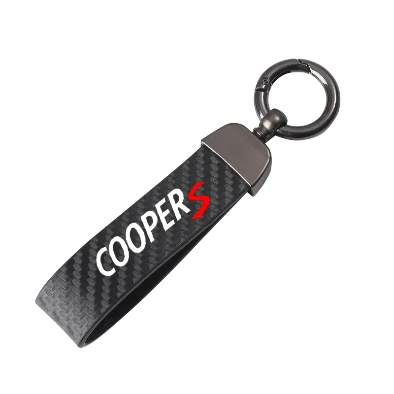 New fashion car carbon fiber leather rope Keychain key ring for Mini Cooper  One S R50 R53 R56 R60 F55 F56 R57 R58 R59 R60